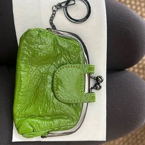 Hobo change purse with keychain bright green